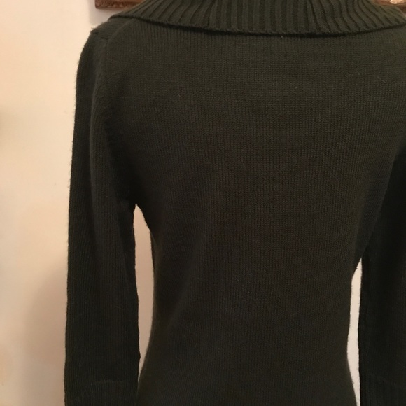 Olive Green Cowl Neck 3 quarter Sleeves Knit Dress - Picture 7 of 8